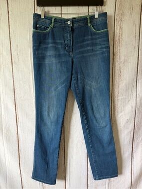 Olsen Europe Lisa Blue Jeans With Green Contrast Size 10